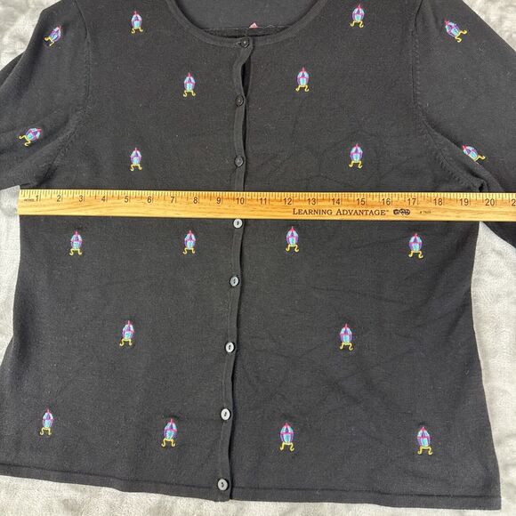 Etoile Embroidered Cardigan Women's XL Black Faberge Egg Easter Funky (1045) - Picture 8 of 9
